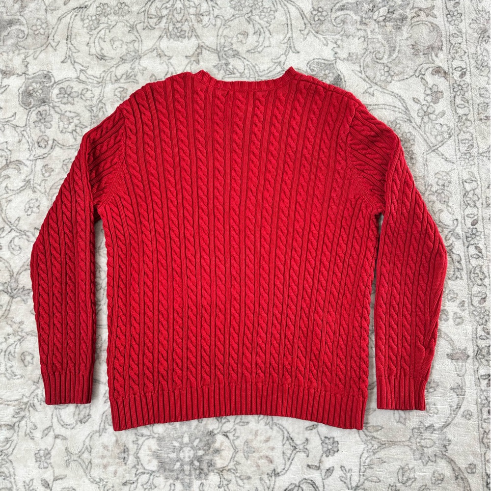 Ralph Lauren Red Cable Knit Crest Sweater - Picture 4 of 6